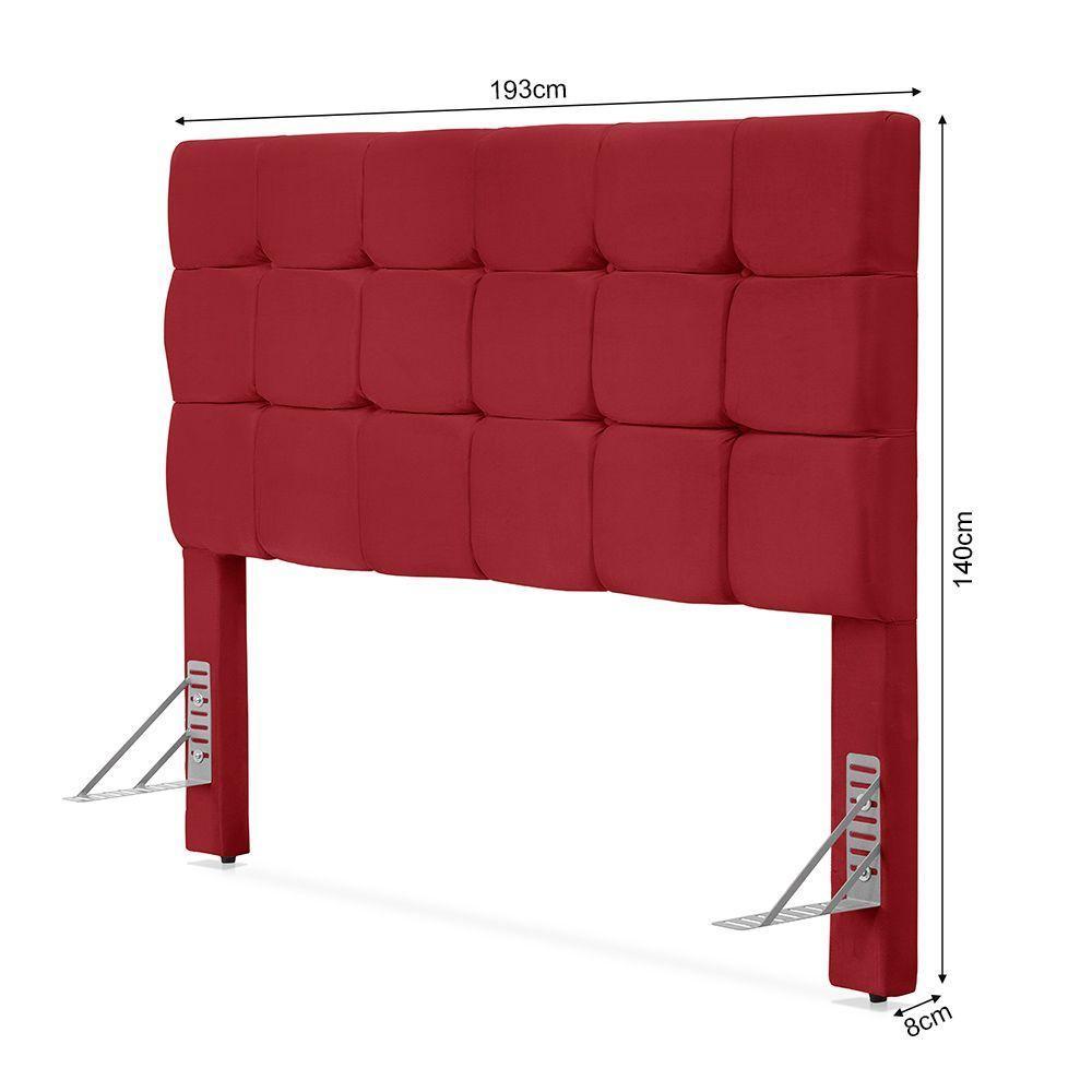 Cabeceira Cama King Estofada 1,93 - Maia Veludo Vermelho - 4