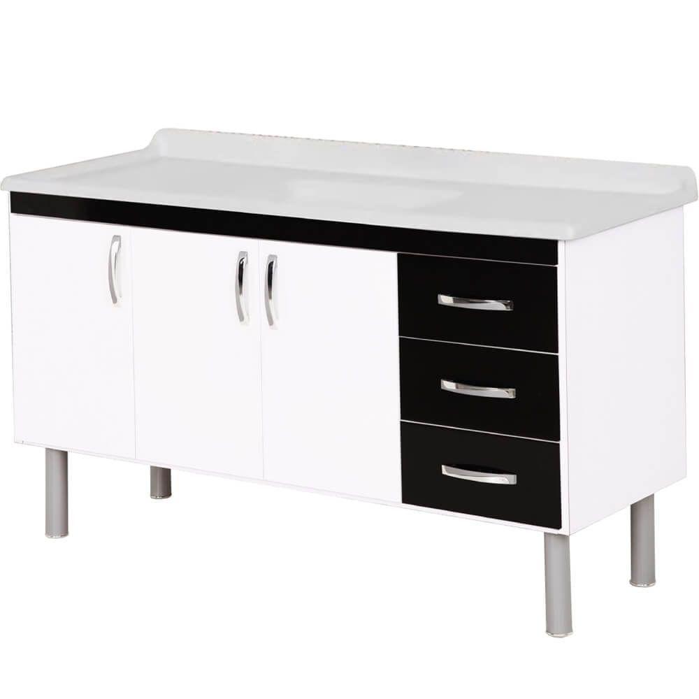 Armário Tóquio 144,2cm Branco Com Preto - 539415 - A.j.rorato Armário Tóquio 144,2cm Preto - 539415 - A.j.rorato - 1