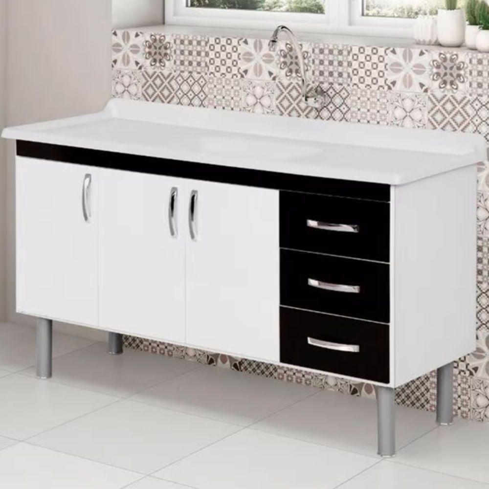 Armário Tóquio 144,2cm Branco Com Preto - 539415 - A.j.rorato Armário Tóquio 144,2cm Preto - 539415 - A.j.rorato - 2