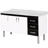 Armário Tóquio 144,2cm Branco Com Preto - 539415 - A.j.rorato Armário Tóquio 144,2cm Preto - 539415 - A.j.rorato - 1