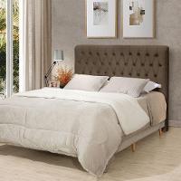 Cabeceira Cama King Estofada 1,93 - Inca Veludo Marrom - 1