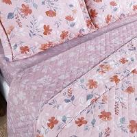 Cobre Leito + Jogo De Cama Afeto 400 Fios Queen 07 Peças 100% Poliéster - Flora