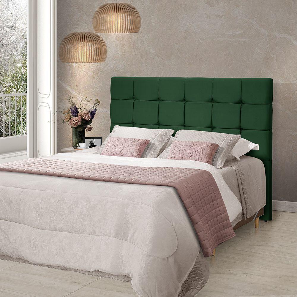 Cabeceira Cama King Estofada 1,93 - Maia Veludo Verde - 1
