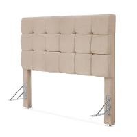 Cabeceira Cama Casal Estofada 1,40 - Maia Veludo Bege - 2