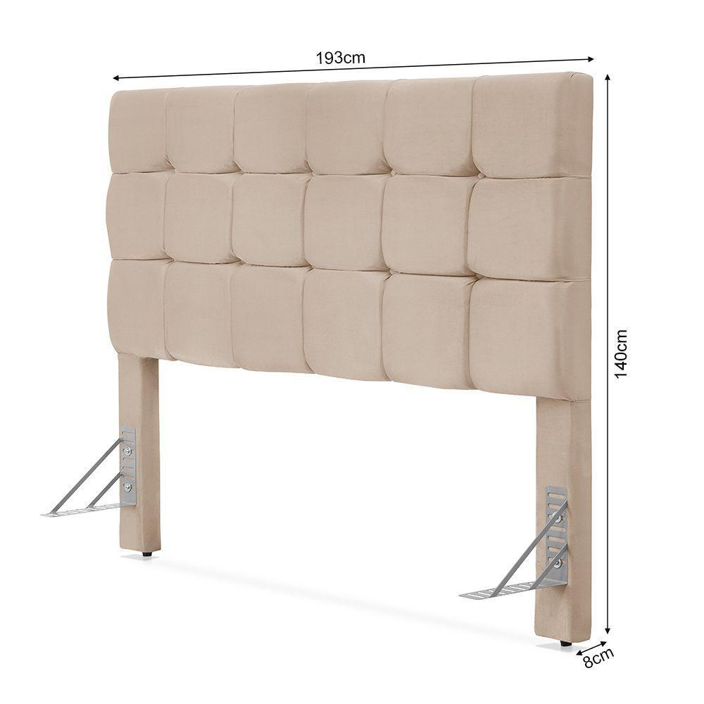Cabeceira Cama King Estofada 1,93 - Maia Veludo Bege - 4