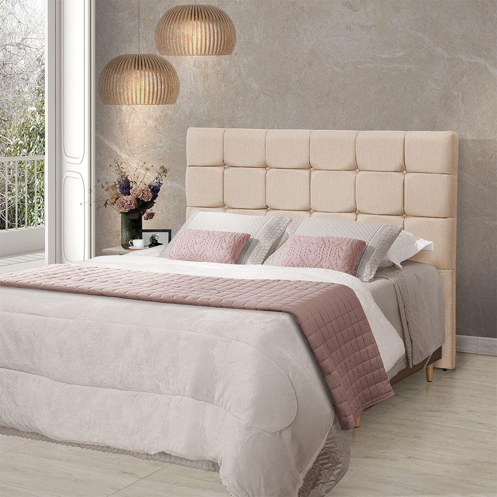 Cabeceira Cama Queen Estofada 1,60 - Maia Linho Cru - 1