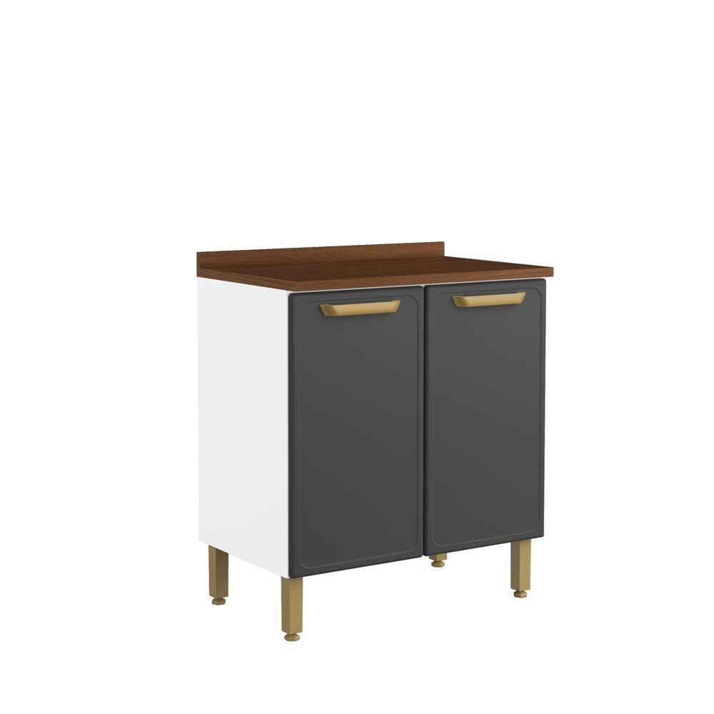 Balcão De Aço Com Tampo 2 Portas Grafite Bella Bertolini Grafite/branco - 1