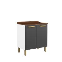 Balcão De Aço Com Tampo 2 Portas Grafite Bella Bertolini Grafite/branco - 1