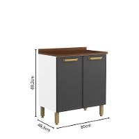 Balcão De Aço Com Tampo 2 Portas Grafite Bella Bertolini Grafite/branco - 2