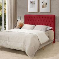Cabeceira Cama King Estofada 1,93 - Inca Veludo Vermelho - 1