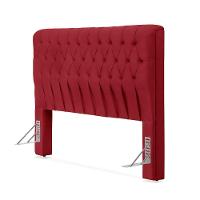 Cabeceira Cama King Estofada 1,93 - Inca Veludo Vermelho - 2