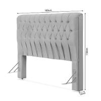 Cabeceira Cama Queen Estofada 1,60 - Inca Veludo Cinza Claro