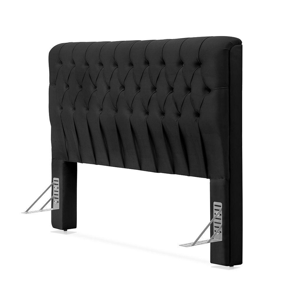 Cabeceira Cama Casal Estofada 1,40 Cm - Inca Veludo Preto - 2