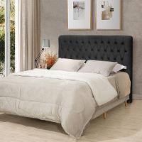 Cabeceira Cama Queen Estofada 1,60 - Inca Veludo Preto - 1