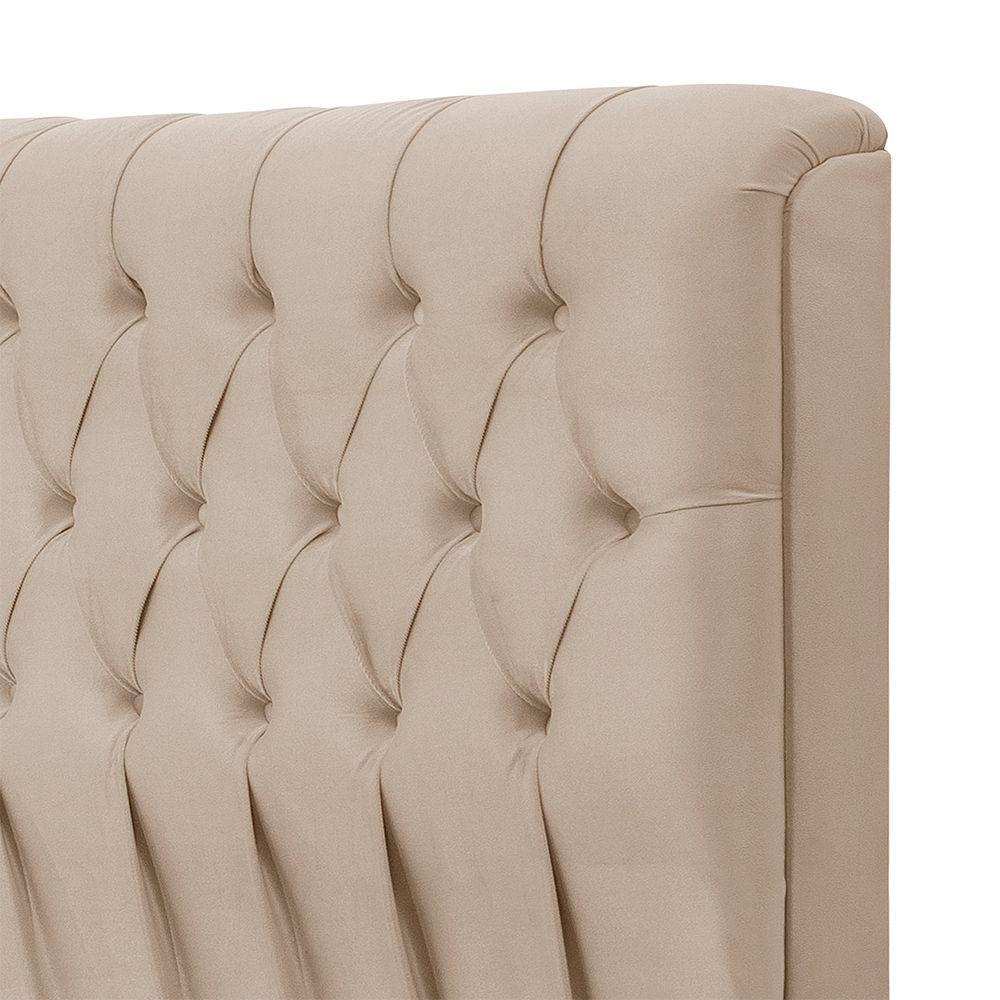 Cabeceira Cama Queen Estofada 1,60 - Inca Veludo Bege - 5