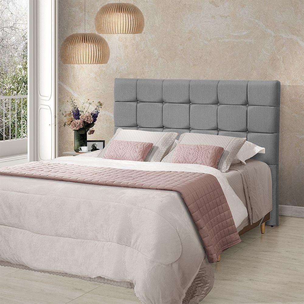 Cabeceira Cama King Estofada 1,93 - Maia Linho Cinza - 1