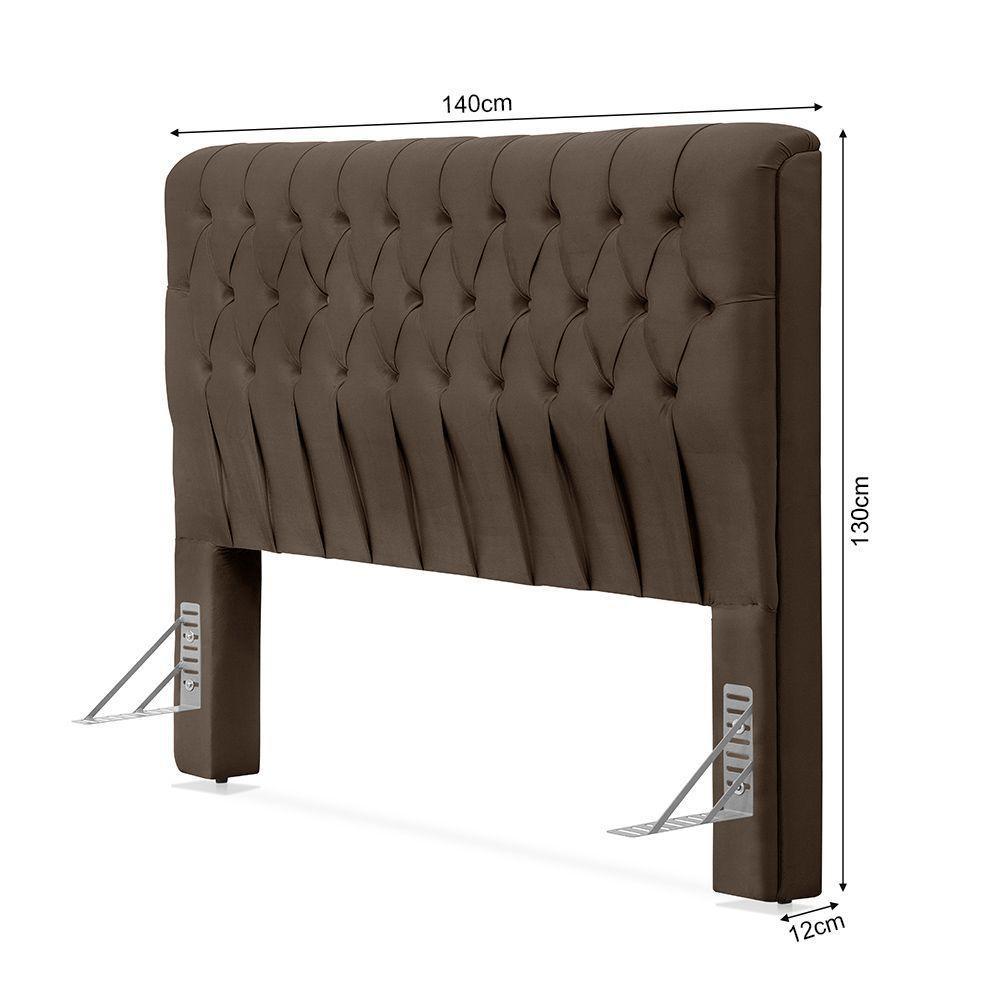 Cabeceira Cama Casal Estofada 1,40 Cm - Inca Veludo Marrom - 4
