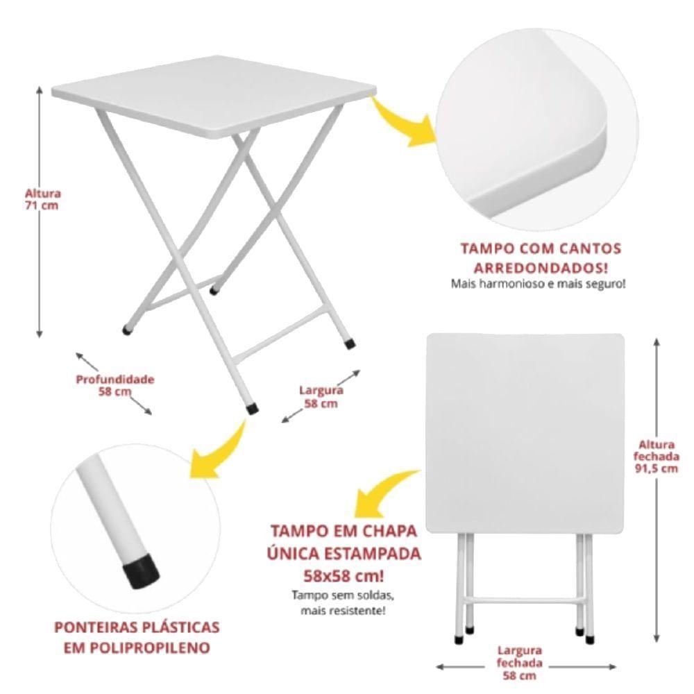 Mesa De Aço Dobrável Branca 71x58x58 Cm - 10.402.01 - Açomix Mesa De Aço Dobrável Branca - 10.402.01 - Açomix - 5