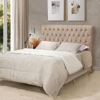 Cabeceira Cama Casal Estofada 1,40 Cm - Inca Linho Bege - 1