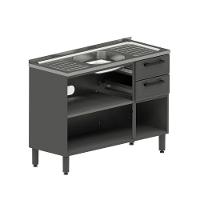 Balcão De Aço Pia 3 Portas 2gavetas Grafite Estilo Bertolini Grafite - 3