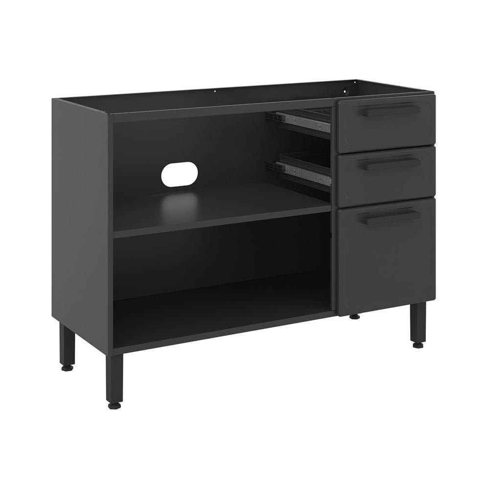 Balcão De Aço 3 Portas 2 Gavetas Grafite Estilo Bertolini Grafite - 3