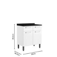 Balcão De Aço Tampo 2 Portas 2 Gav Branco Evidence Bertolini Branco - 2