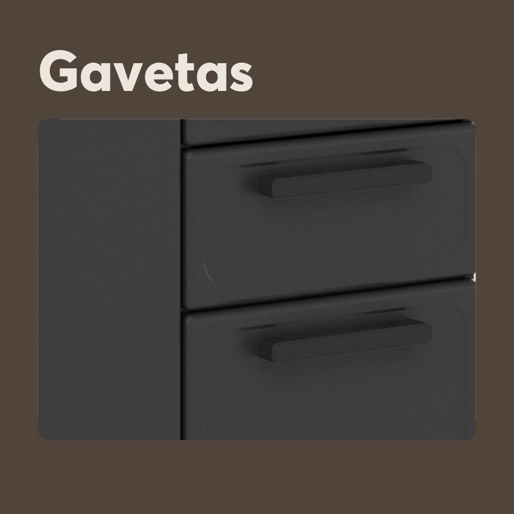 Balcão De Aço Com Tampo 2 Portas 2 Gavetas Grafite Bertolini Grafite - 4