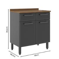 Balcão De Aço Com Tampo 2 Portas 2 Gavetas Grafite Bertolini Grafite - 2