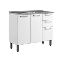 Balcão De Aço Com Pia 3 Portas 2 Gavetas Branco Bertolini Branco - 1