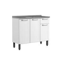 Balcão De Aço Com Pia 3 Portas 1 Gaveta Branco Bertolini Branco - 1