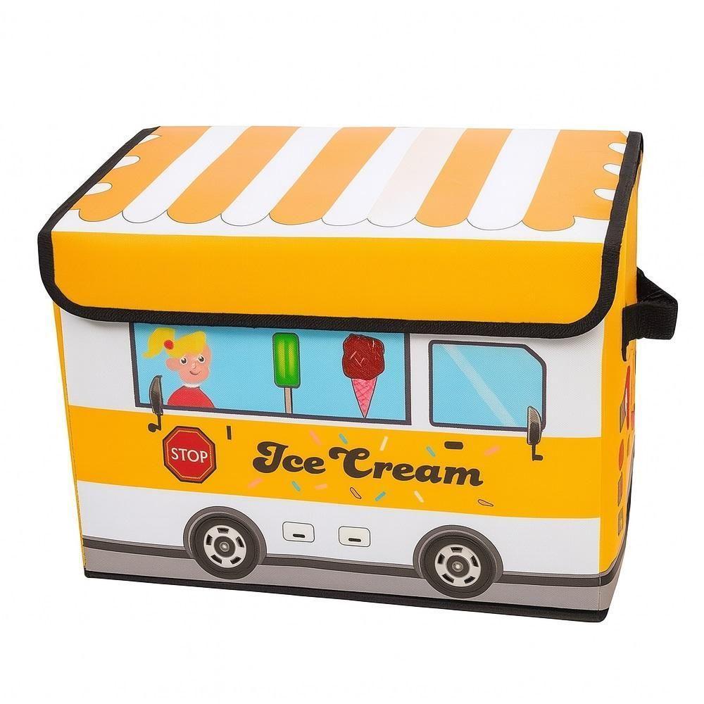 Baú Infantil Caixa Organizadora De Brinquedos Urso Livro Roupa Multiuso Ônibus Puff Porta Treco Branco - 1