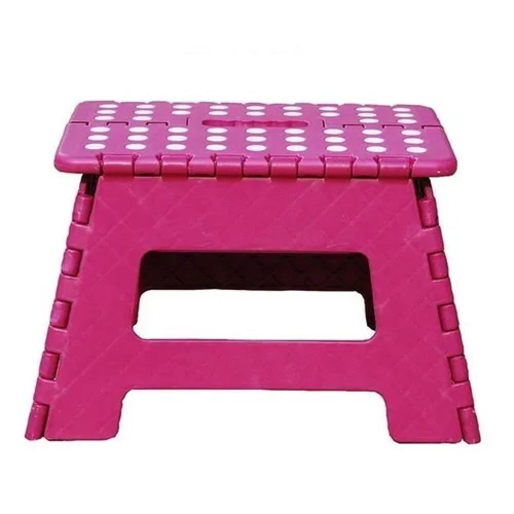 Banqueta Dobrável Infantil Adulto Portátil Degrau Multiuso Antiderrapante Rosa - 6