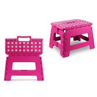 Banqueta Dobrável Infantil Adulto Portátil Degrau Multiuso Antiderrapante Rosa - 1