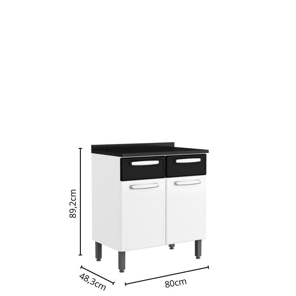 Balcão De Aço 2 Portas 2 Gav Preto Branco Evidence Bertolini Branco/preto - 2