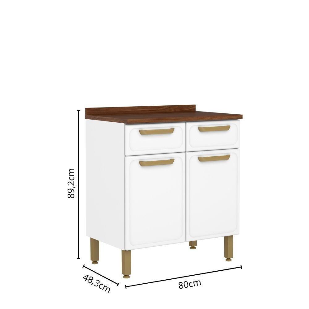 Balcão De Aço Tampo 2 Portas 2gavetas Branco Bella Bertolini Branco - 2