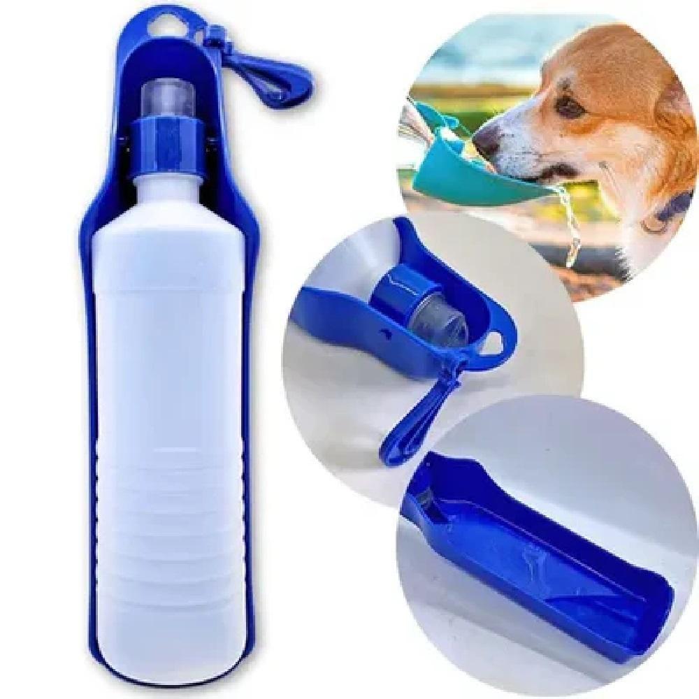 Bebedouro Pet Portátil Garrafa De Água Para Cachorro Passeio Viagem Carro 500ml Grande Azul - 3