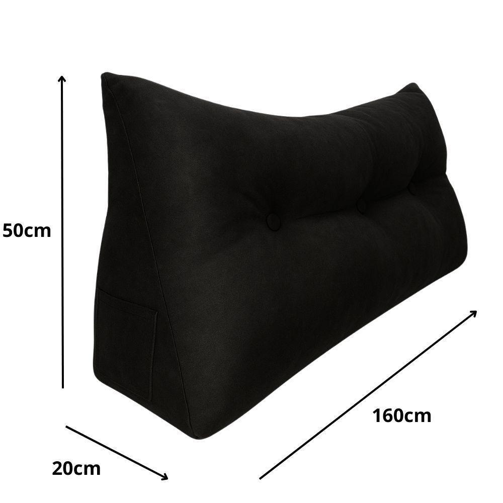 Almofada Cabeceira Passion Cama Casal 160cm Suede - élpis Móveis Preto - 3