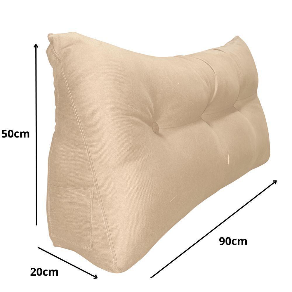 Almofada Cabeceira Passion Cama Solteiro 90cm Suede - élpis Móveis Bege - 3