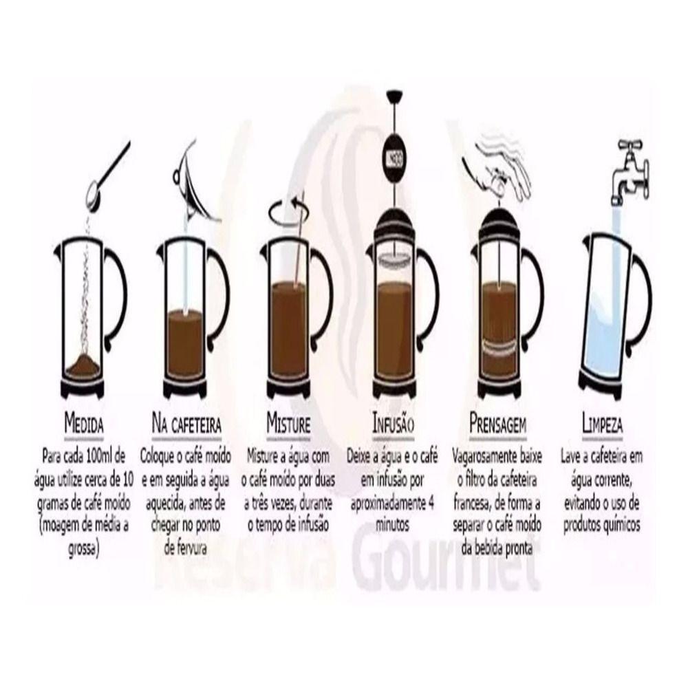 Cafeteira Francesa Em Inox Decorada Prensa Chaleira Em Vidro Cremeira Bule French Press Luxo 350ml - 5