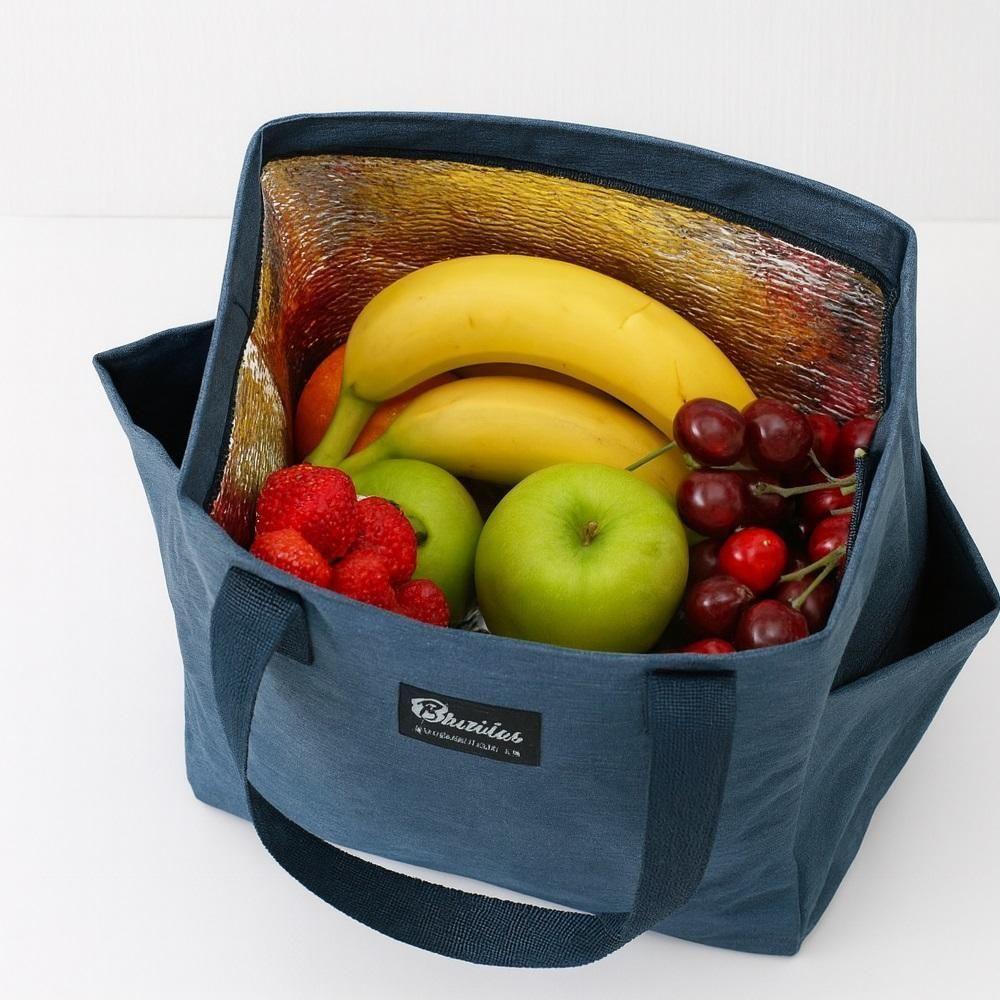 Bolsa Térmica Lancheira Grande Trabalho Academia Parque Praia Bolso Porta Squeeze Celular Multiuso Azul - 4