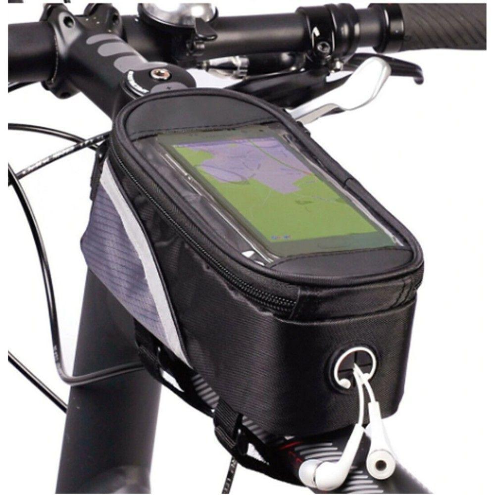 Bolsa Case Porta Celular Para Bike Suporte Quadrado Bicicleta Fone Touch Porta Treco Com Zíper Cinza - 3