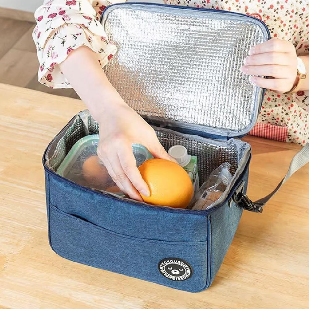 Bolsa Térmica Frasqueira Fitness Academia Passeio Parque Escola Saco Impermeável Alça Regulável Bolsinho Azul - 5