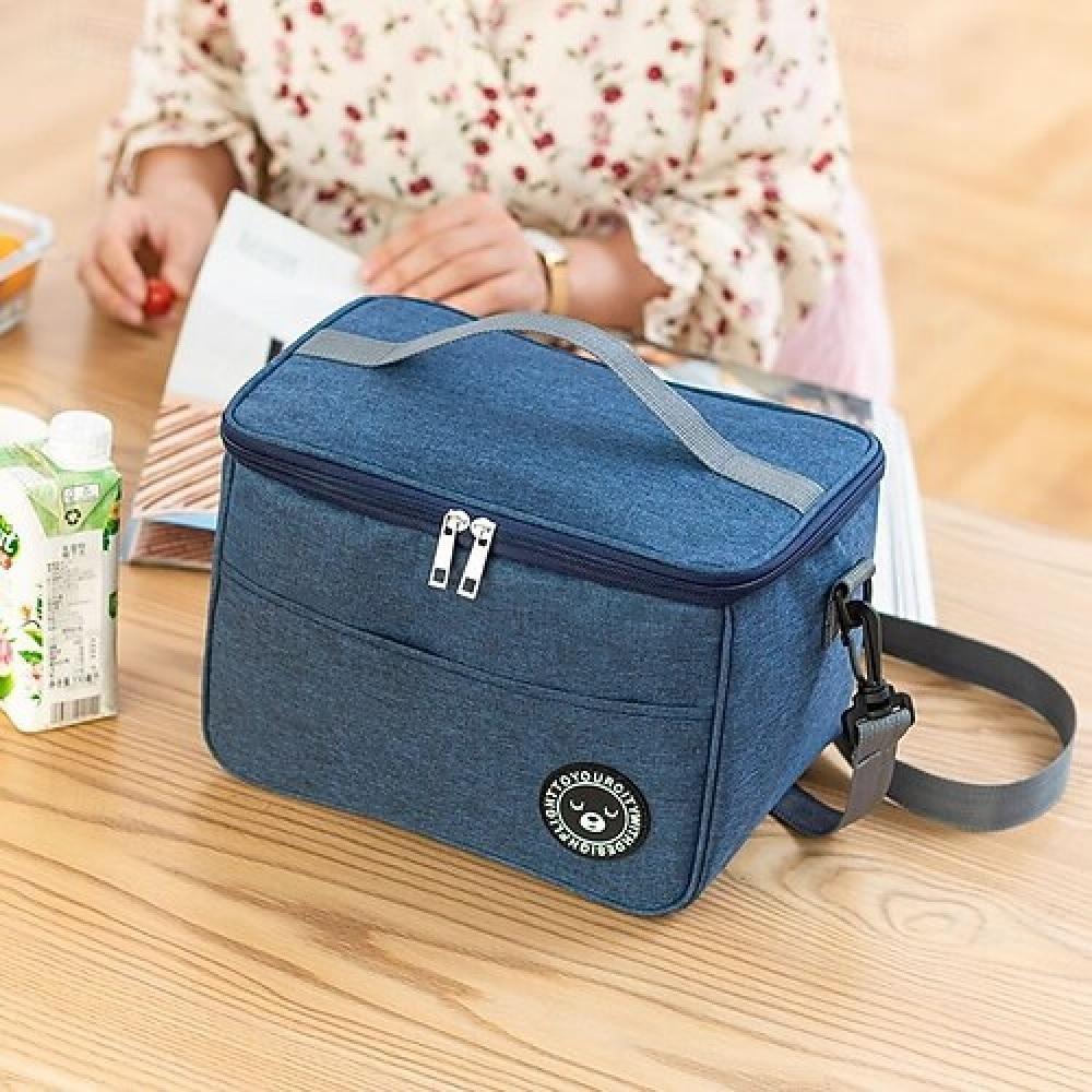 Bolsa Térmica Frasqueira Fitness Academia Passeio Parque Escola Saco Impermeável Alça Regulável Bolsinho Azul - 6