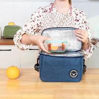 Bolsa Térmica Frasqueira Fitness Academia Passeio Parque Escola Saco Impermeável Alça Regulável Bolsinho Azul - 7