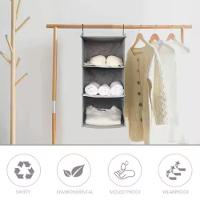 Cabideiro Organizador 3 Prateleiras Sapateira Vertical Guarda Roupa Closet Divisórias Armário Edredom Multiuso Dobrável - 5