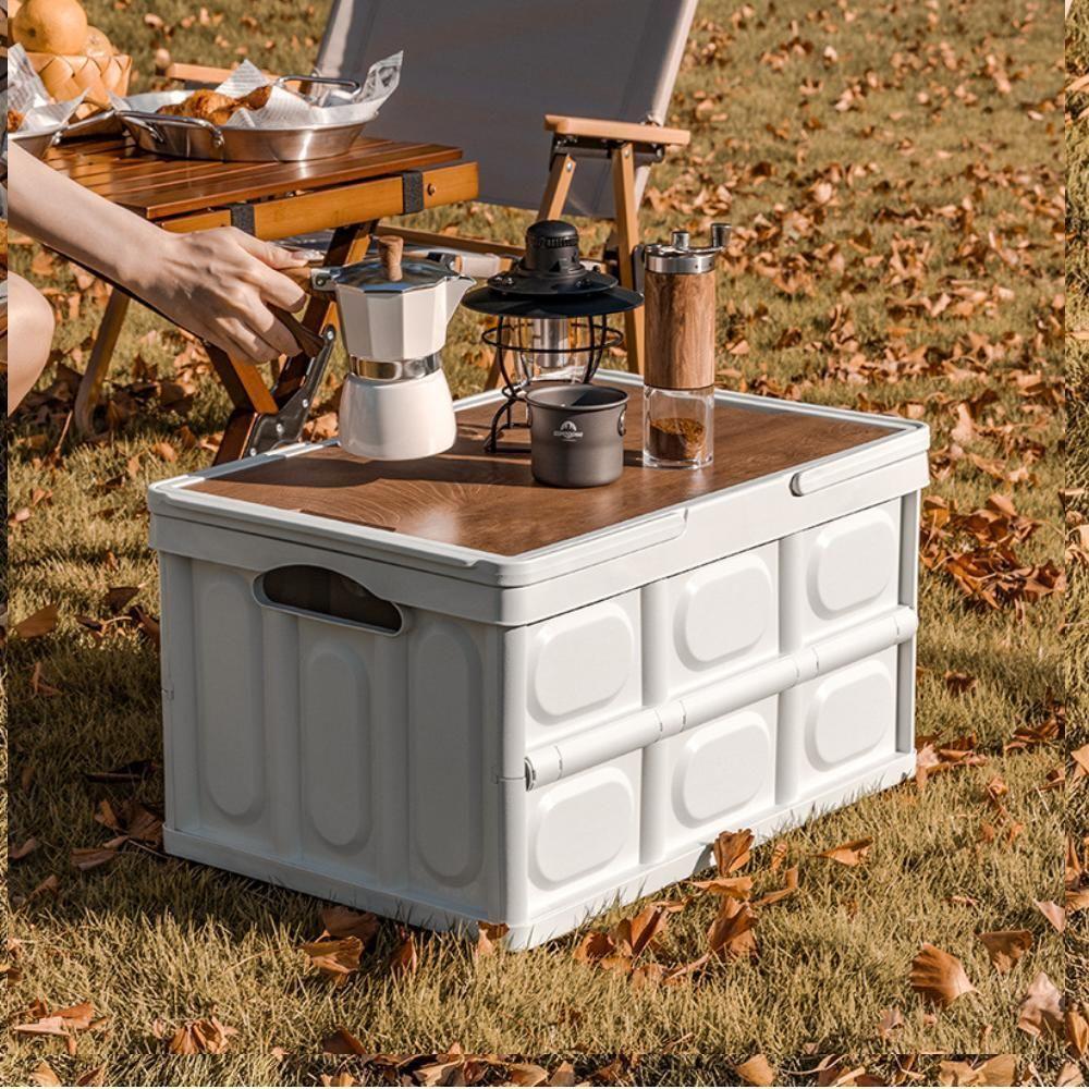 Caixa Dobrável Vira Mesa Portátil Armazenamento Cesta Empilhável Multiuso Banqueta Viagem Praia Portátil Alça Acampamento - 6