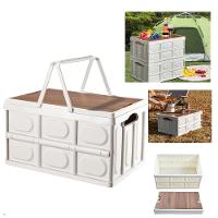 Caixa Dobrável Vira Mesa Portátil Armazenamento Cesta Empilhável Multiuso Banqueta Viagem Praia Portátil Alça Acampamento - 2