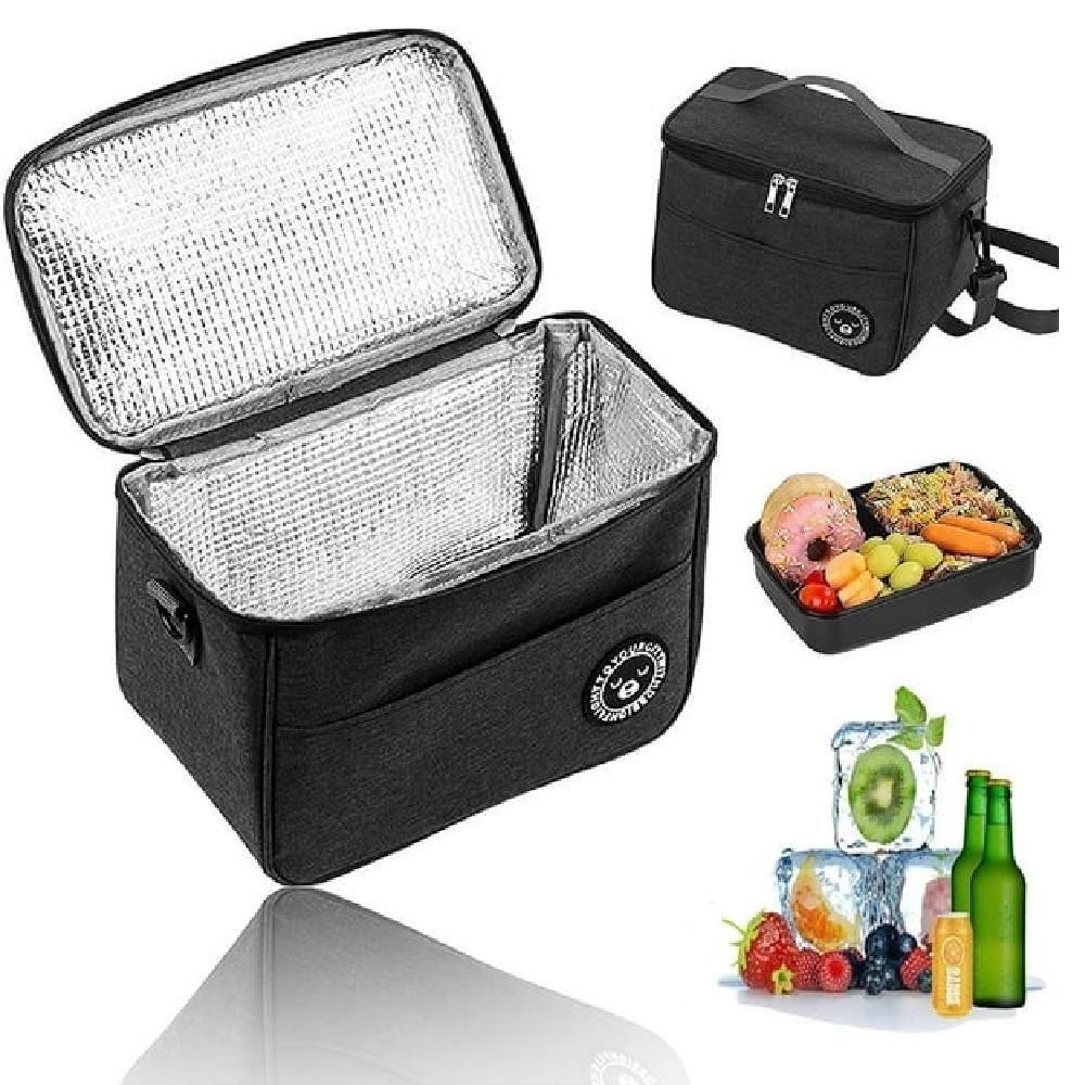 Bolsa Térmica Lancheira Multiuso Frutas Bebida Marmita Trabalho Passeio Fitness Alça Ajustável Bolso Porta Treco Preto - 2