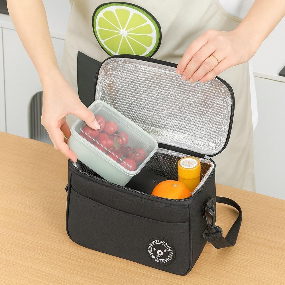 Bolsa Térmica Lancheira Multiuso Frutas Bebida Marmita Trabalho Passeio Fitness Alça Ajustável Bolso Porta Treco Preto - 4