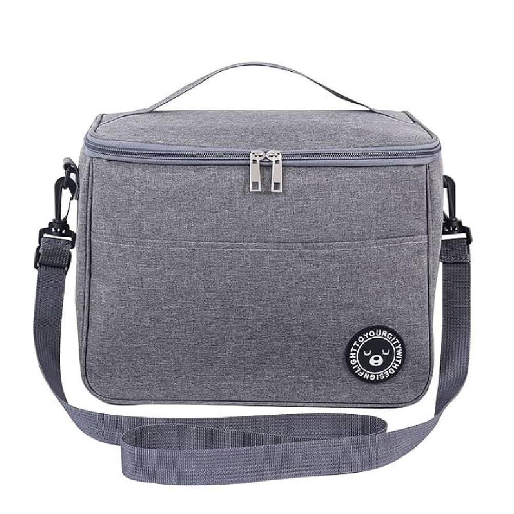 Bolsa Térmica Frasqueira Impermeável Marmiteira Fitness Academia Lanche Passeio Bolsinha Alça Removível Cinza - 1